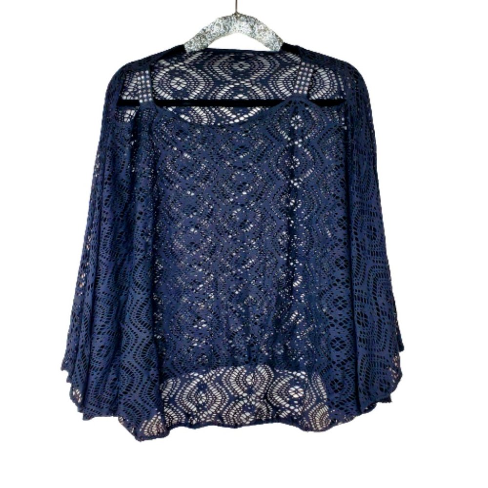 Boho Fishnet Tunic Top Batwing Closed Sleeves.
